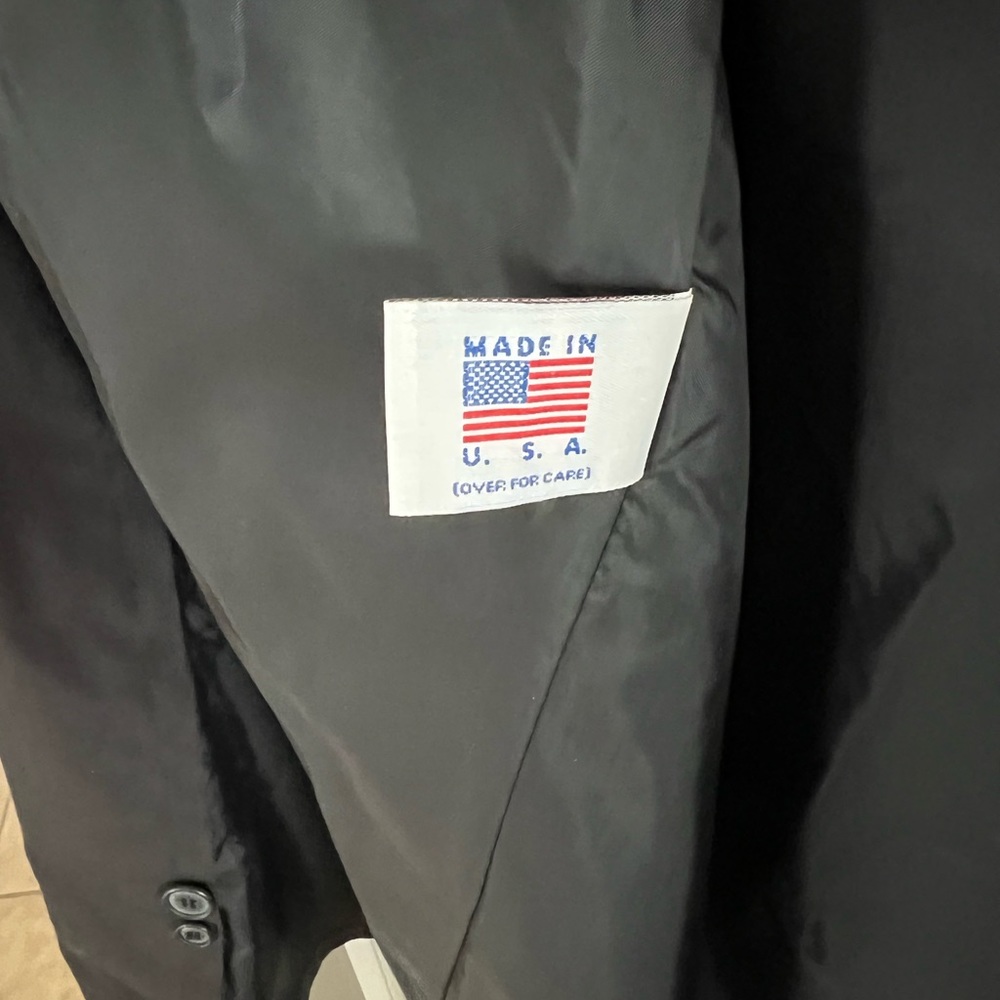 Mens Black Lined Trench Coat Made in USA Sz 42 R - Picture 9 of 10